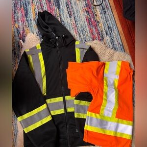 High-Visibility black jacket and t-shirt safety clothing